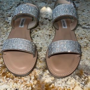 💎💎 STEVE MADDEN BLING RHINESTONE SANDALS DOUBLE STRAP MARISSA SIZE 8